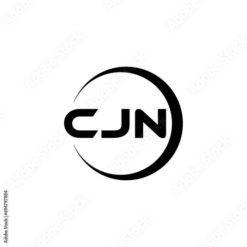 CJN letter logo design with white background in illustrator, cube logo, vector logo, modern alphabet font overlap style. calligraphy designs for logo, Poster, Invitation, etc. photo