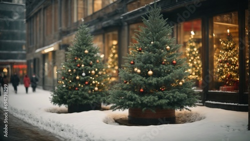 Obraz na płótnie christmas tree in the city w salonie