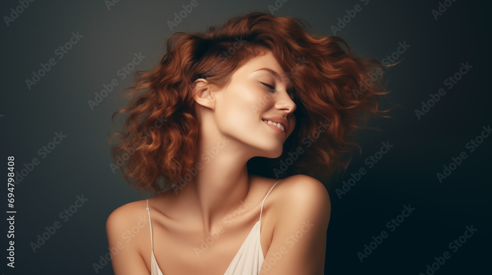 Fashion model studio portrait. Beautiful positive woman portrait Fashion model studio portrait. Beautiful positive woman portrait