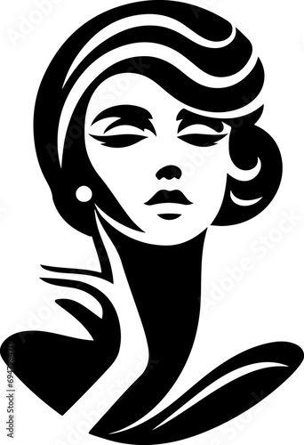 Mid-Century Muse. Vector Graphic of a Retro-Style Woman - Black Silhouette on White Canvas