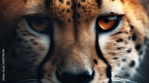 close-up photograph of the focused eyes of a graceful cheetah