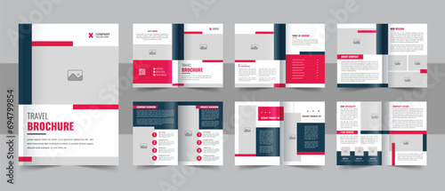 Creative Travel Agency Brochure design template or Multipage Travel Magazine Vector Layout 