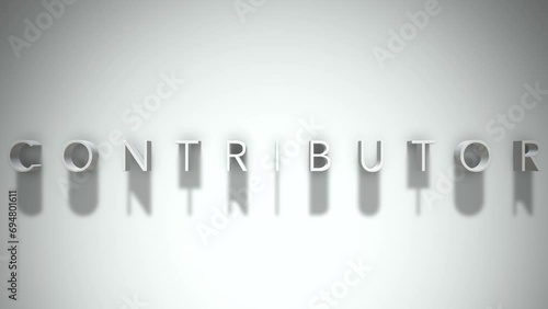Contributor 3D title animation text with shadows on a white background photo