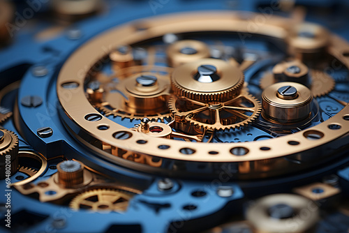 industrial background, Mechanical Engineering, engine gear wheels, Gear Wheel Mechanism Machine Working closeup. Ai