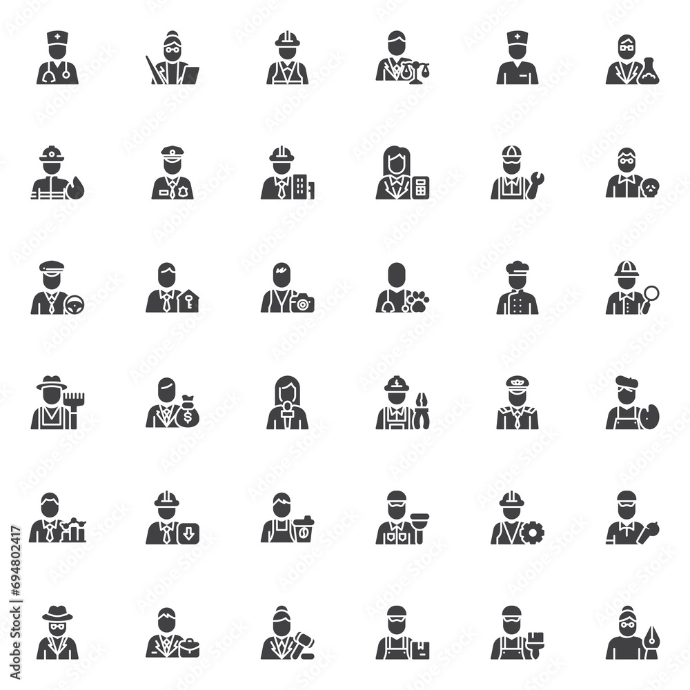 People profession avatar vector icons set People profession avatar vector icons set