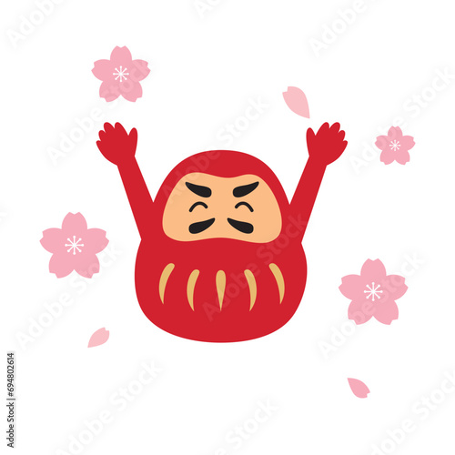 バンザイをして喜ぶだるまのイラスト