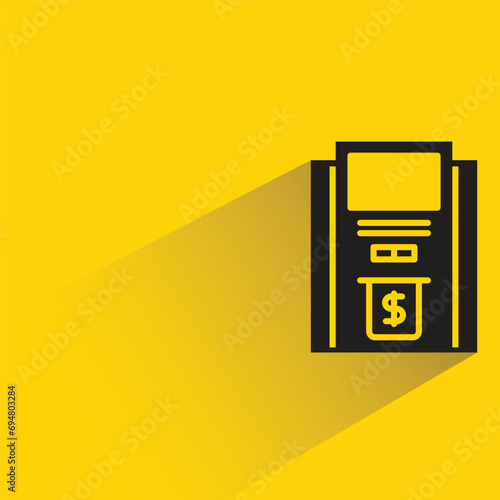atm icon with shadow on yellow background