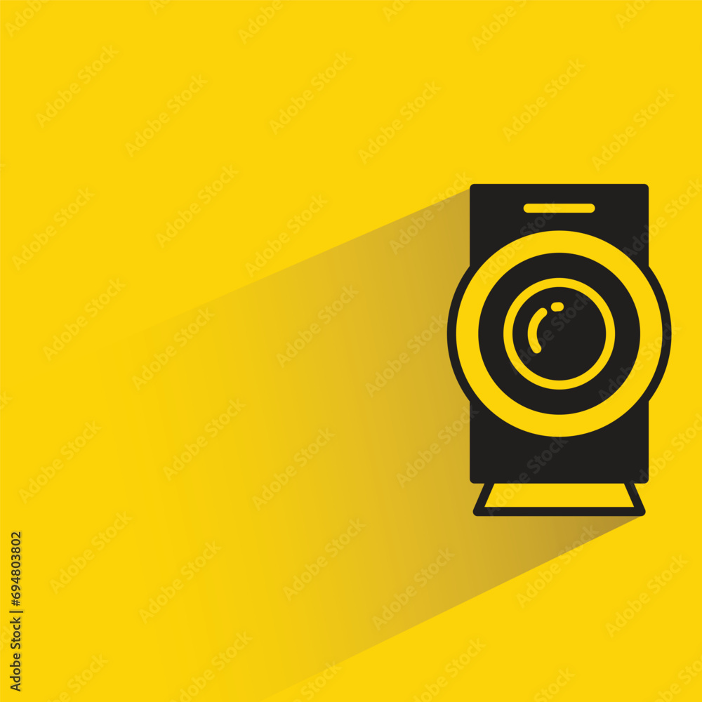 audio loudspeaker with shadow on yellow background audio loudspeaker with shadow on yellow background