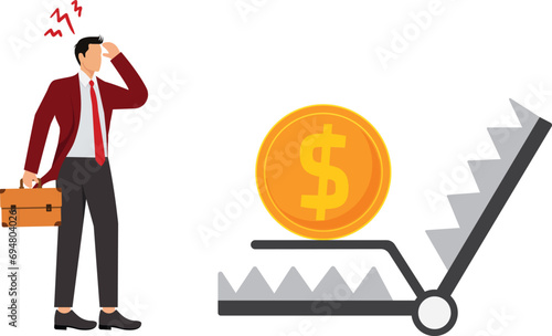 US dollar coin in a trap, Coin, Currency, Business, Trap, Greed, Money, Banking, Paying