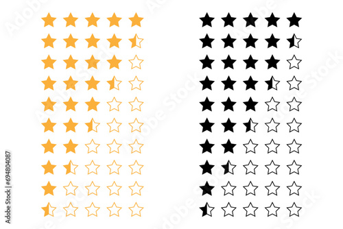 Rating stars feedback icon set