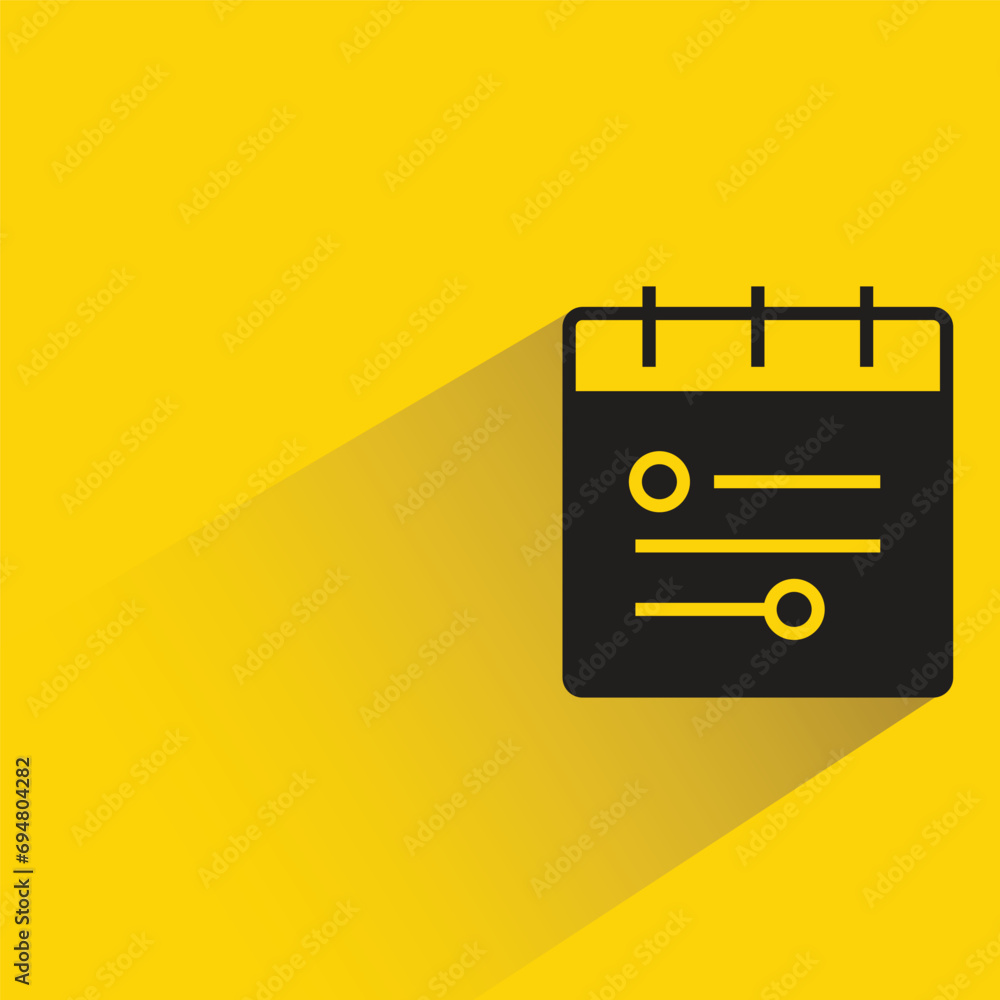 calendar icon with shadow on yellow background calendar icon with shadow on yellow background