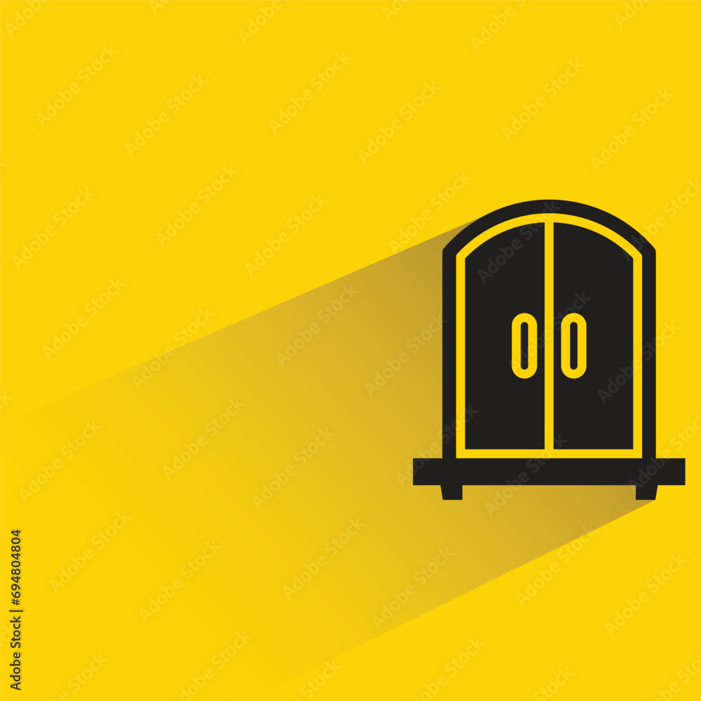 arch window icon with shadow on yellow background