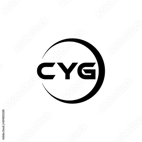 CYG letter logo design with white background in illustrator, cube logo, vector logo, modern alphabet font overlap style. calligraphy designs for logo, Poster, Invitation, etc. photo