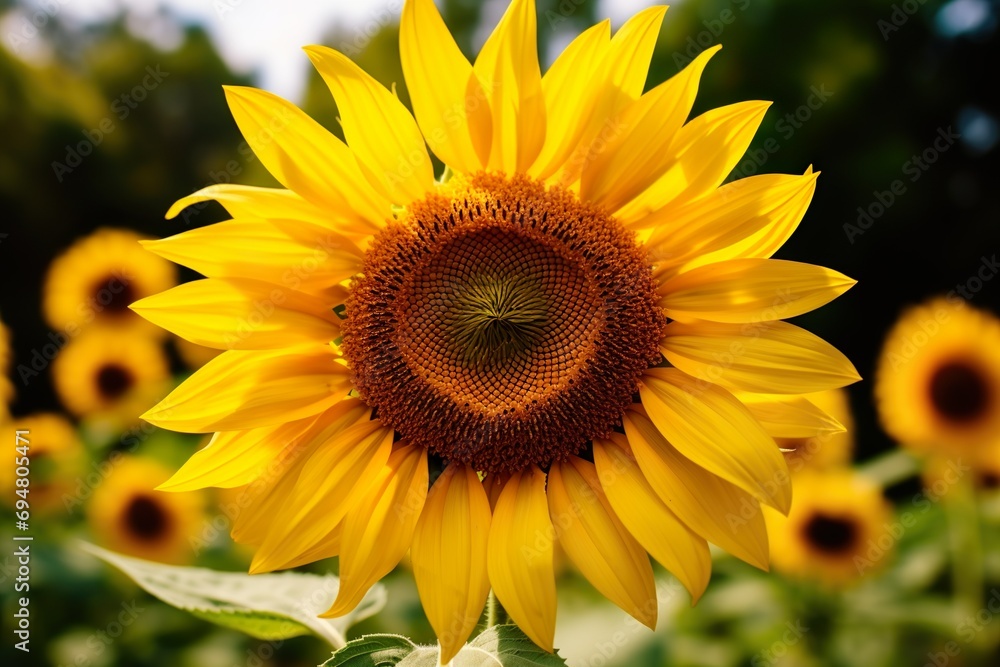 close up shot of sunflower blooming in spring made with AI close up shot of sunflower blooming in spring made with AI