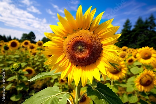 close up shot of sunflower blooming in spring made with AI 