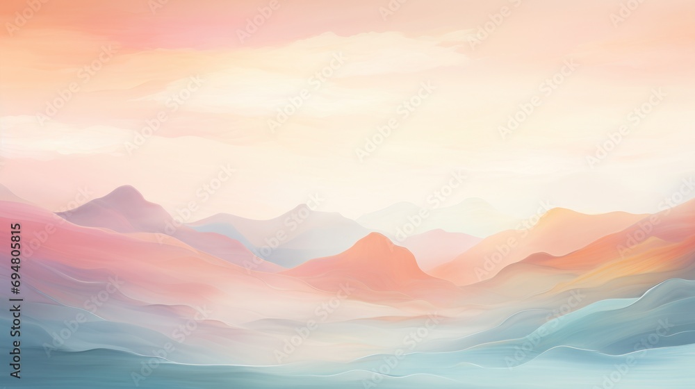 Abstract Sunset Mountainscape in Pastel Tones