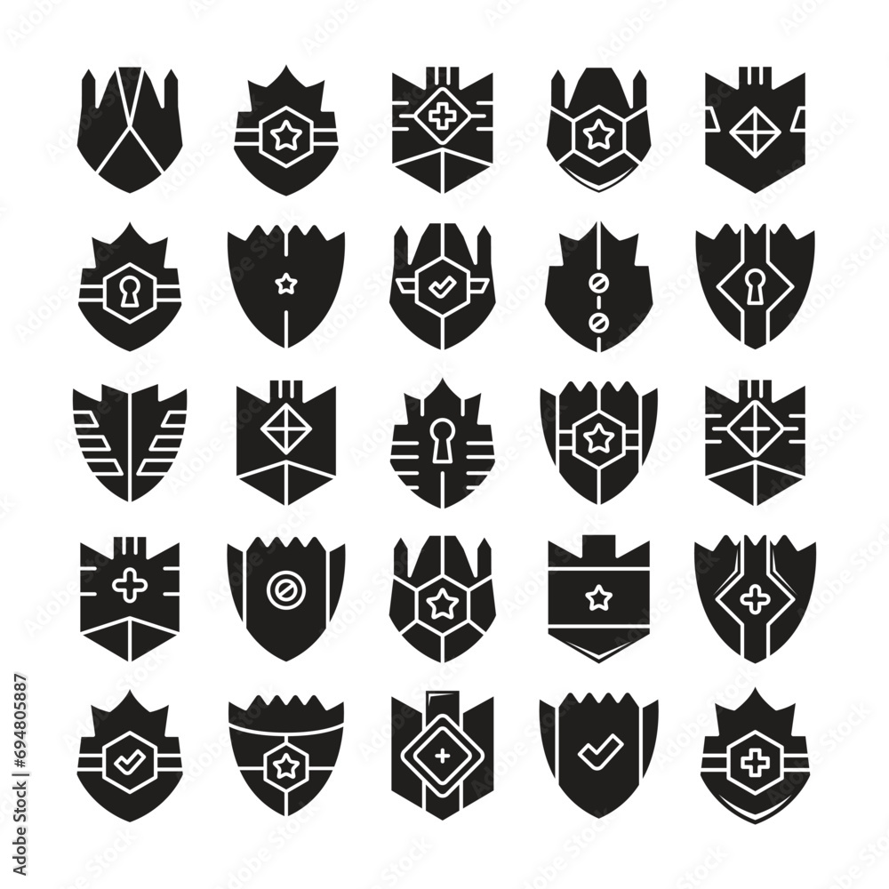 Obraz premium shield icons set vector illustration