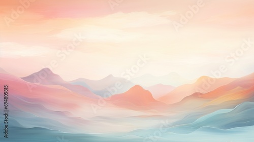 Abstract Sunset Mountainscape in Pastel Tones © Sariyono