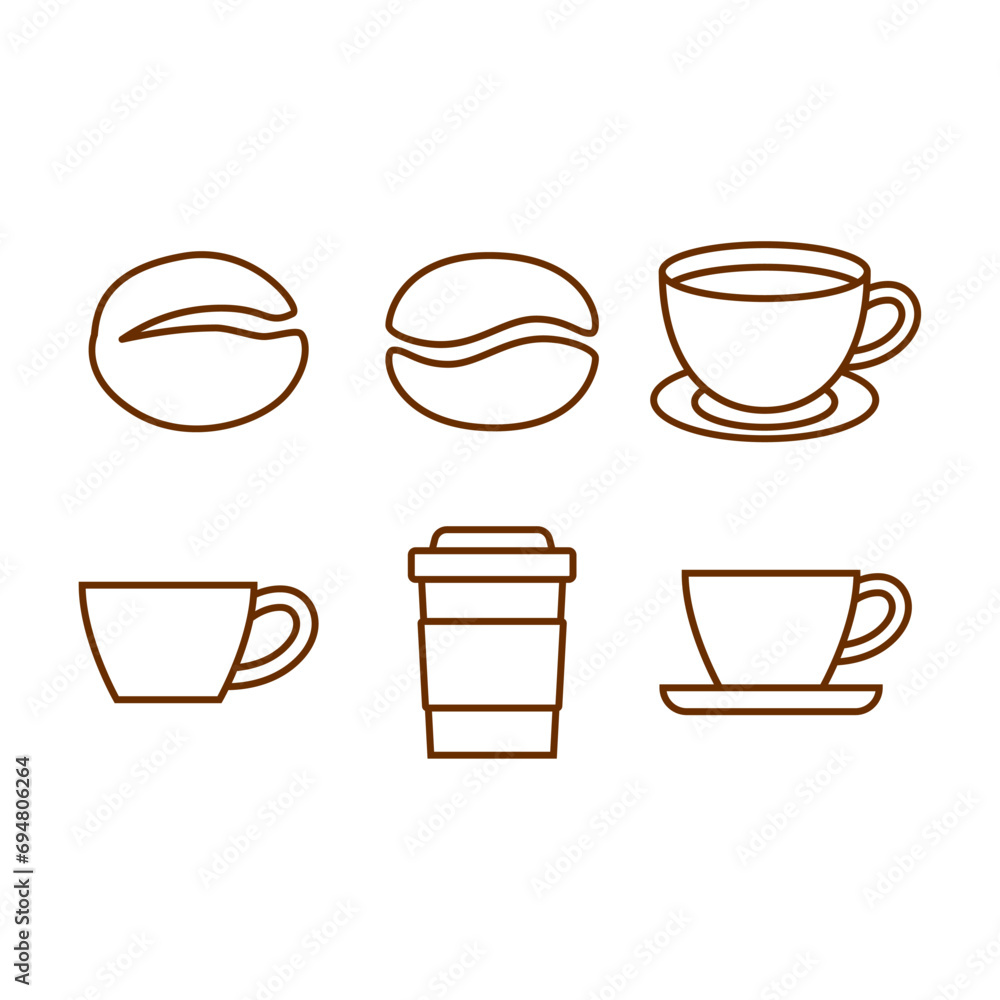 Simple Set of Coffee Vector Line Icons on white background Simple Set of Coffee Vector Line Icons on white background
