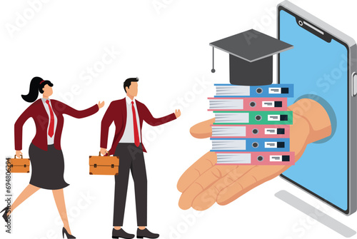 Online education concept, Internet, Learning, Library, Literature, Males, Men, Mobile App