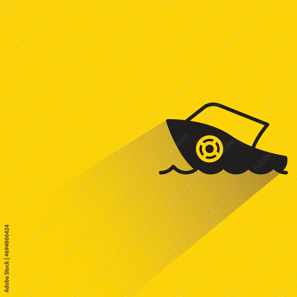 boat with shadow on yellow background