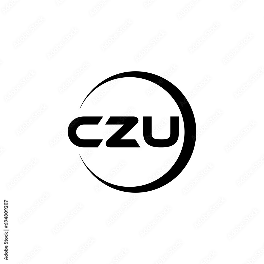 CZU letter logo design with white background in illustrator, cube logo, vector logo, modern alphabet font overlap style. calligraphy designs for logo, Poster, Invitation, etc. - obrazy, fototapety, plakaty 