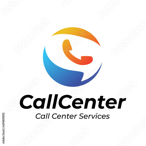 Call center vector logo template on white background
