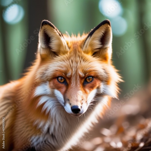 cute red fox watching the camera