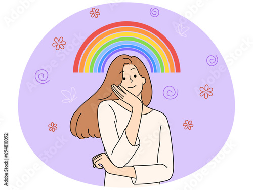 Happy woman dream about bright future