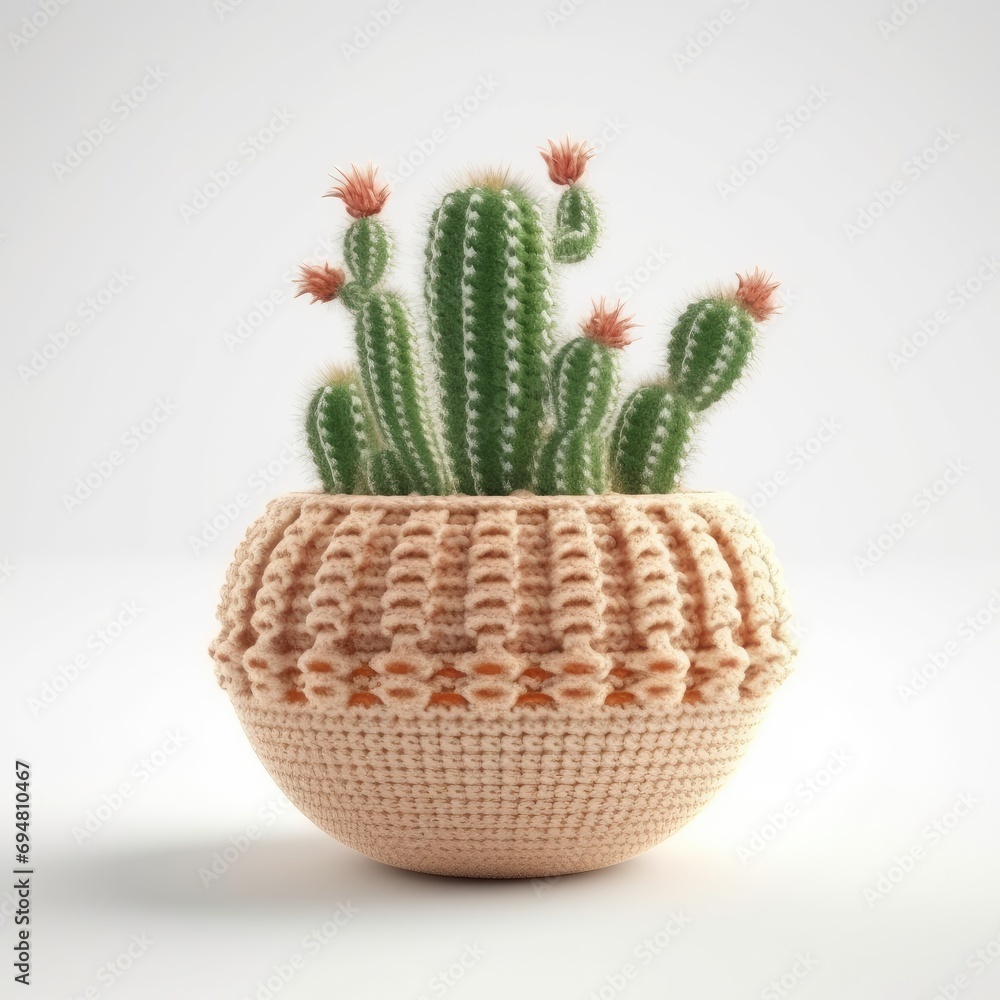 A small cactus in a small vase