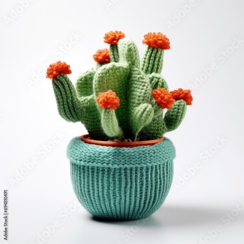 A small cactus in a small vase