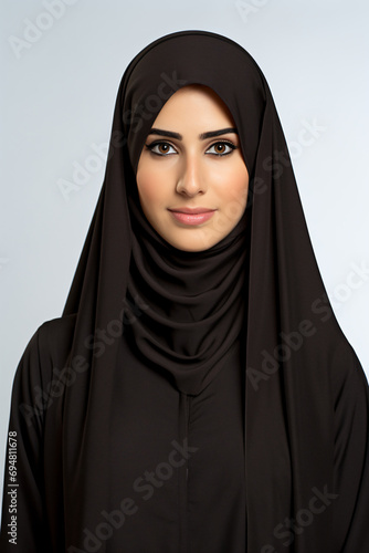 a woman wearing a black hijab and a black scarf