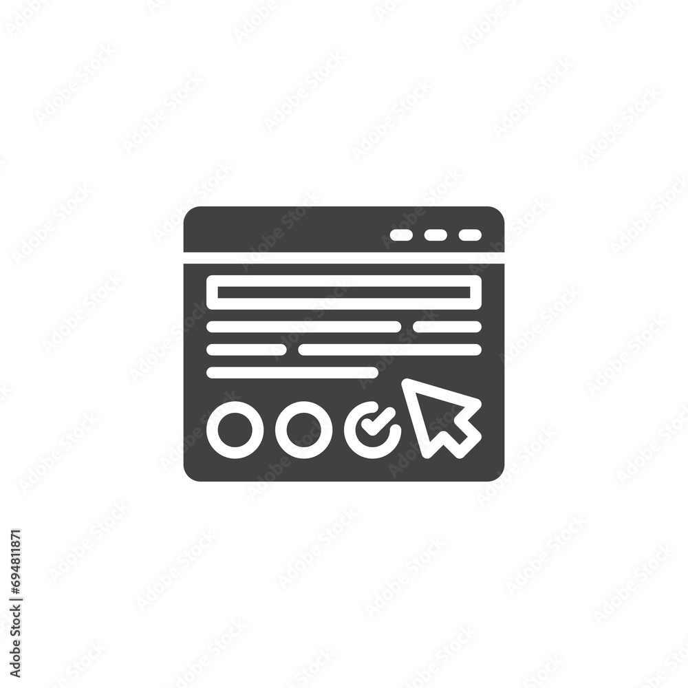 Online test survey vector icon Online test survey vector icon