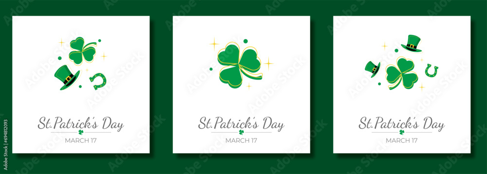 St. Patrick's day card set.Vector illustration.