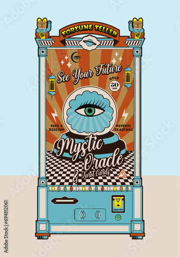 Fortune Teller machine - genie machine or mechanical genie - Vintage future crystal-gazer - crystal ball 