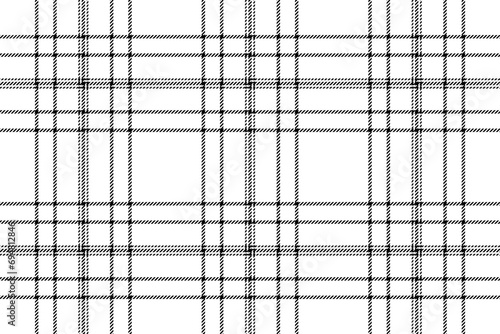 Plaid background, check seamless pattern in black white. Vector fabric texture for textile print, wrapping paper, gift card or wallpaper. photo