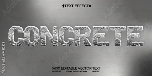 Silver Concrete Editable Vector 3D Text Effect photo