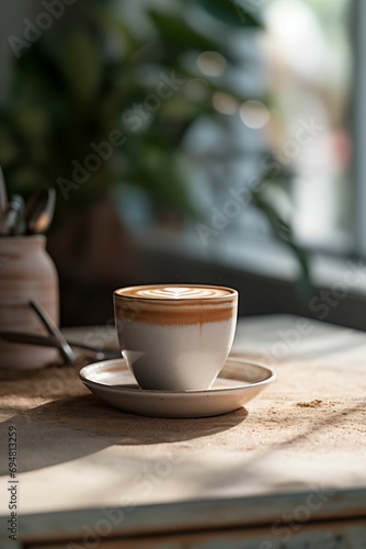 Serene Moment with a Steaming Cup of Coffee in Soft Lighting