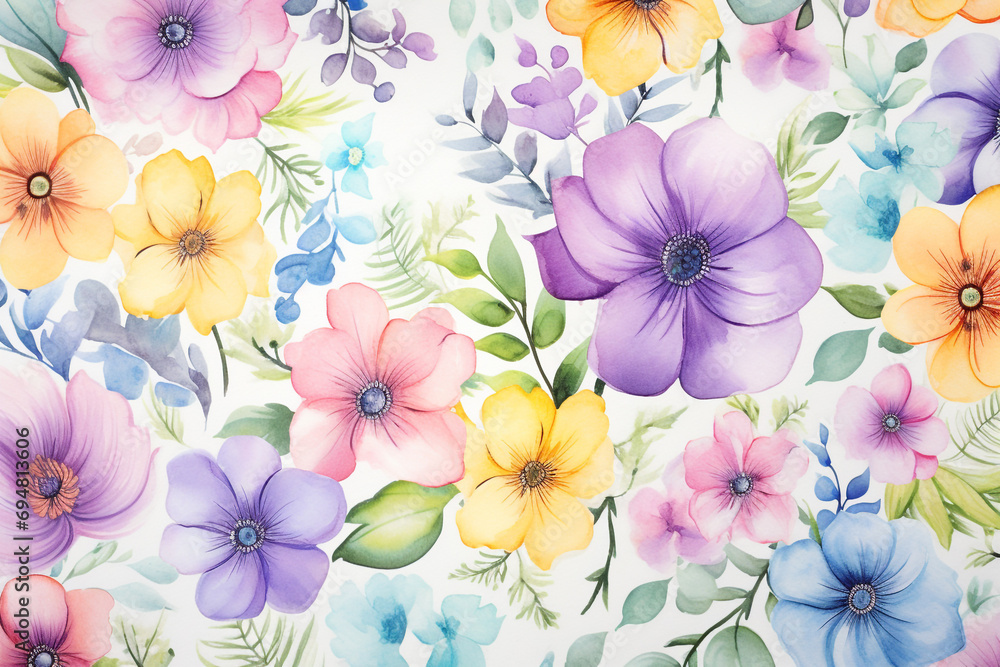 Watercolor flower pattern background