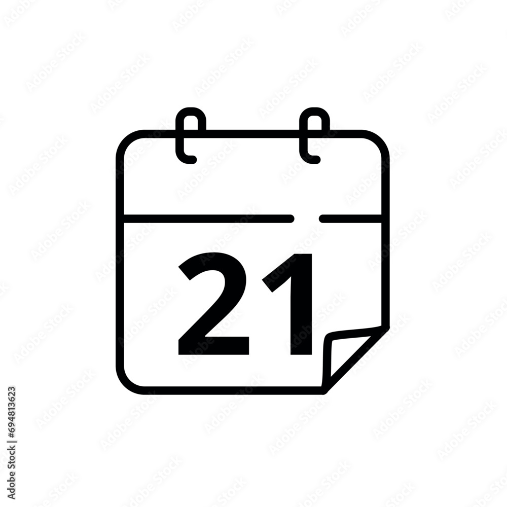 Simple flat calendar icon with specific day marked at 21. Vector illustration for websites, blogs and graphic resources. Simple flat calendar icon with specific day marked at 21. Vector illustration for websites, blogs and graphic resources.