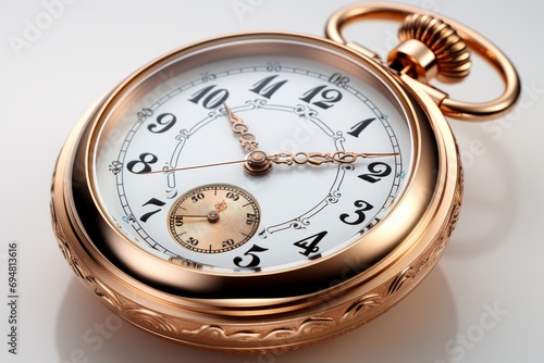vintage pocket watch, on an isolated white background, Generative AI
