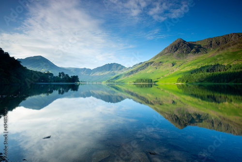 Reflections on Buttermere Lake, Lake District, UK photo