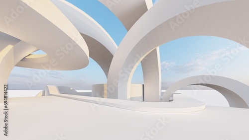 Fototapeta Naklejka Na Ścianę i Meble -  Abstract architecture background arched interior 3d render