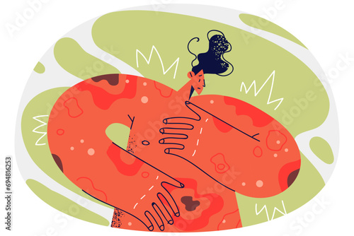 Unhealthy guy with red spots on body