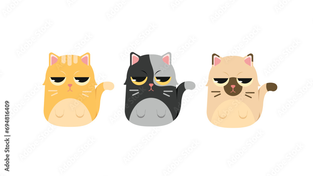 Vector cartoon cat characters collection emotion Vector cartoon cat characters collection emotion