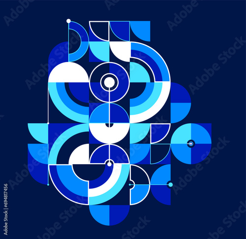 Abstract geometric pattern vector background over dark  network and digital data composition  engineering draft style pattern  tech style engine looks like shapes.