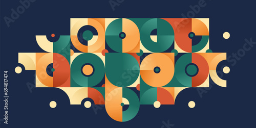 Abstract geometric background over dark, vector tiles wallpaper in colors of native ceramic, interior style trendy tiling for bathroom or kitchen, artistic pattern.