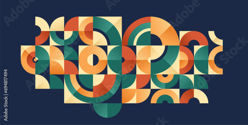 Abstract geometric vector background in native colors over dark, tilling wall interior style wallpaper, bathroom tiles, minimal trendy design composition.