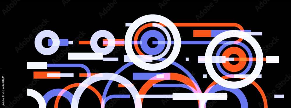 Obraz premium Abstract circles and lines vector background, geometric composition drawing technology plan, loop circular digital scheme.