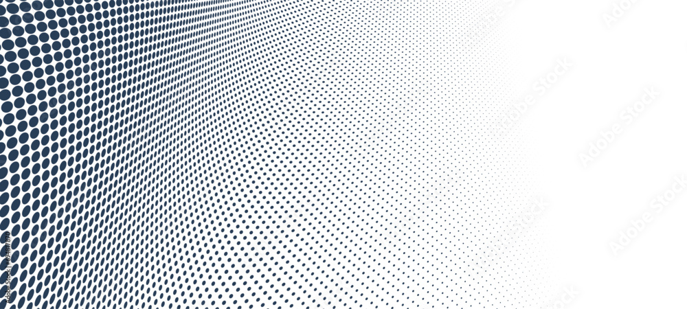 Dotted vector abstract background, light grey dots in perspective flow, dotty texture abstraction, big data technology image, cool backdrop. - obrazy, fototapety, plakaty 